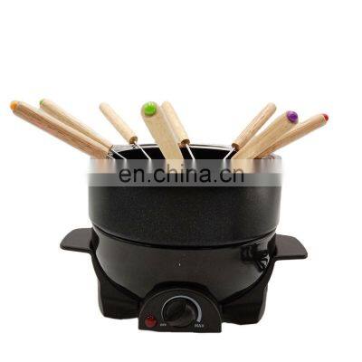 Small 1.3L 800W Aluminum Chocolate Fondue Cheese Pot With Wooden Forks