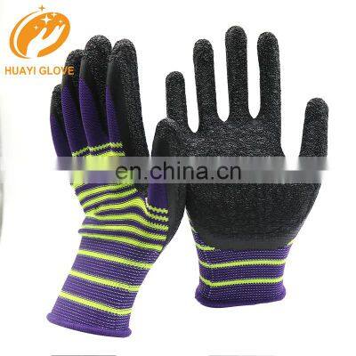 General Multi Use Construction Crinkle Latex Rubber Hand Coated Safety Work Gloves for Men Women