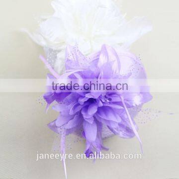 Wholesale Satin Felt Base Flower With Feather Baby Headband photo-5