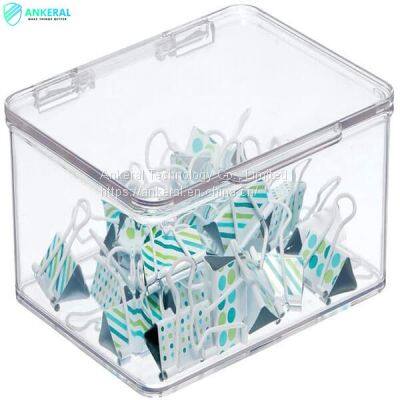 Best Acrylic Storage Box With Lid Holder for Note Pads, Gel Pens, Staples, Dry Erase Markers, Tape photo-3