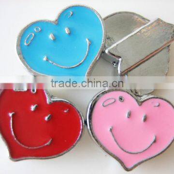 2015 new souvenir smiling face metal bead diy 8mm slide charm for fundraising