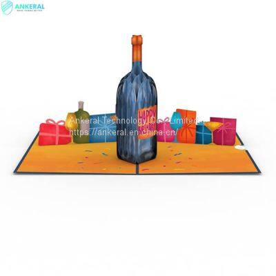 Vintage Wine 3D Pop-up Cards Best Happy Birthday Party Celebration Greeting Cards for Dad photo-3