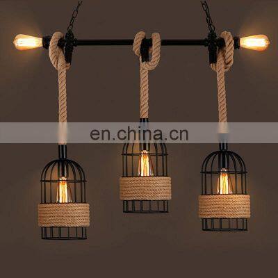 Iron Birdcage Hemp Rope Lamp Environmental Creative Decoration for Coffee Shop Bar Dinning Room Lamp Restaurant Lighting Decora photo-4