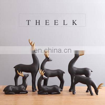Скандинавский креативный современный дизайн. Настольные украшения Mason Home Living. Черно - золотая скульптура оленя. Набор подарков photo-5