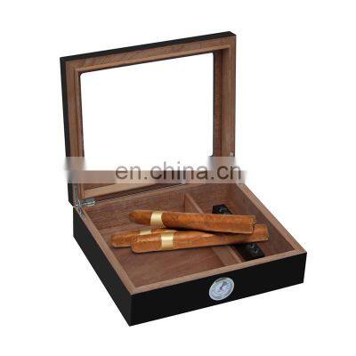 Factory Oem Glass Top Handcrafted Cedar Portable Wooden Box Cigar Shop Humidor for Cigar With Humidifier photo-5