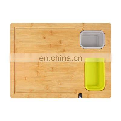Extra Large Bamboo Cutting Board Collapsible Silicone Bowls Containers Kitchen Wood Sink Chopping Board With Knife Sharpener