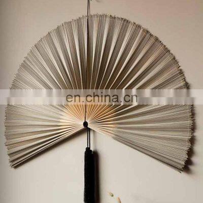 Hot Selling Bamboo Fan Wall Hanging With Black Tassels Cheap Wholesale Made in Vietnam