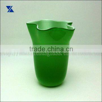 elegant hand made green glass vase glassware