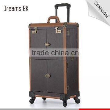 Guangzhou Factory PVC Trolley Makeup Case Rolling Case Cosmetic Case With Wheels photo-3