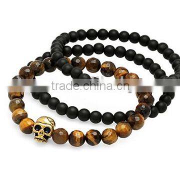 New Design Wholesale Mens Natural Stone Beaded Bracelets with Custom Charm