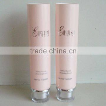 facial cleanser cosmetic tube packaging with acrylic cap,plastic tubes for cosmetics