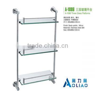 High quality Bathroom accessory stainless steel three glass platproms