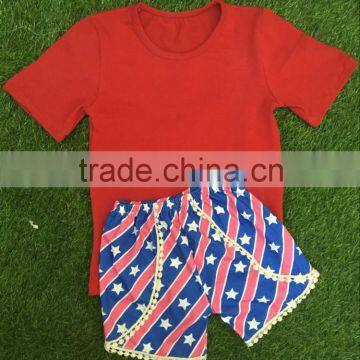 American Girls 4th July Wear Outfits For New Baby Girls Ruffles Short Sets In Fashion Latest Design Girl Summer Sets photo-2