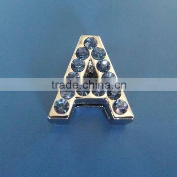 Zinc Alloy 18mm Slide Letters With Light Blue Rhinestones photo-3