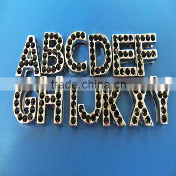 18mm Slide Letters with Black Rhinestone