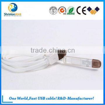 Fashionable High Speed REMAX 2 IN 1 USB cable 2.1A mobile phone charger cable for both iPhone and Android