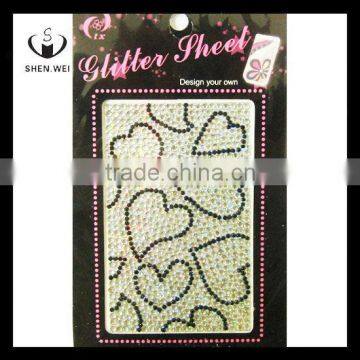 heart beaded nail acrylic crystal sticker