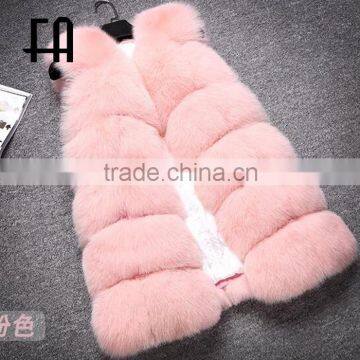 Factory direct fashion girl's baby pink fox fur vest real fur vest