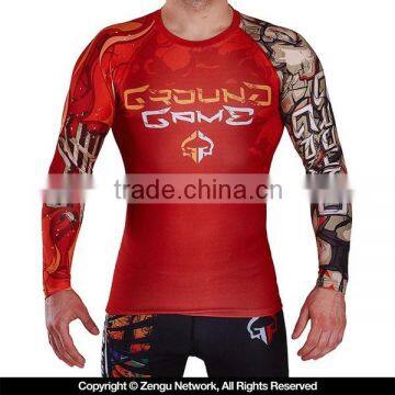 Fashion style tattoo rash guard mma&cheap mma rash guard custom logo