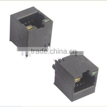 Single port 8P pcb jack with LED top entry female RJ45 LED modular pcb connector