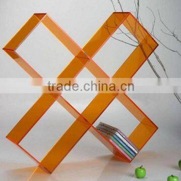 custom X shaped design acrylic CD/DVD/book display holder,book rack/bookshelf/bookcase