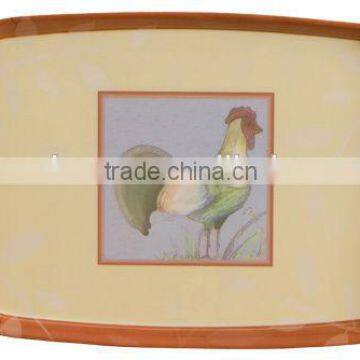 Two handle Cock design melamine serving tray