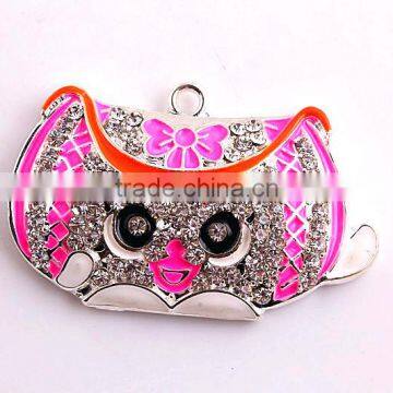 Wholesale large 48*30mm fashion silver alloy rhinestone bag pendants for kids jewelry making