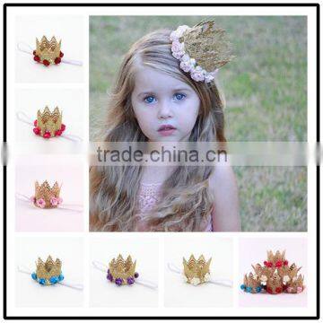 Hot-sales kids large crown Headband colorful crown flower headband wh-1795