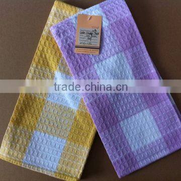 Waffle pink and yellow kitchen towel china supplier