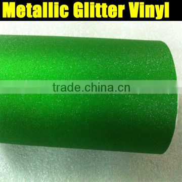 Top quality metallic green glitter film for car decoration with size : 1.52*20m