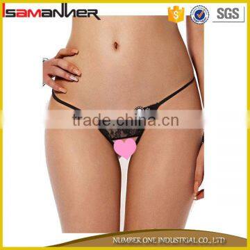 Sexy lady wearing g-string low waist t-back open front sexy women g string pant