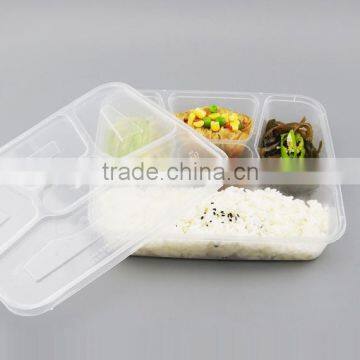 Five Compartment Disposable PP Plastic Takeaway Food Container with Lid