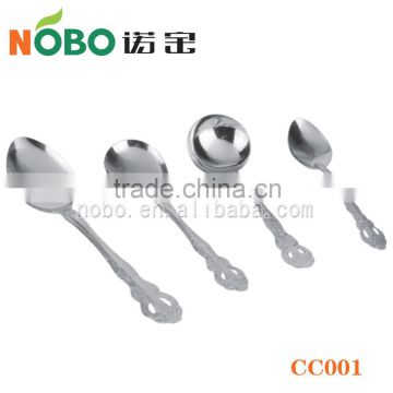 stainless steel tableware with soup spoon for dessert or dinner