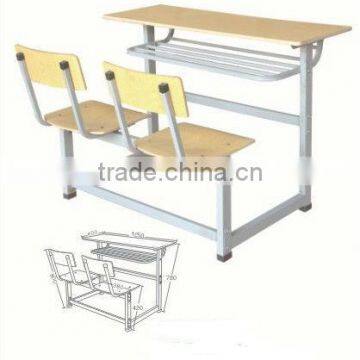 wooden board study double table,school desk and chair ,school furniture