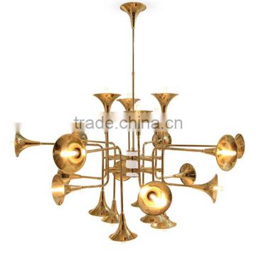 Gold horn flower design modern ceiling lighting chandelier for living room