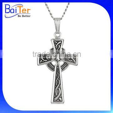 Antique Finish Mens 925 Sterling Silver Celtic Cross Necklace Pendant For Men