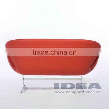 Replica Arne Jocabsen Swan Chair Loveseat - Red Genuine Leather photo-4