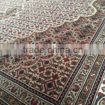 Beige-Beige Mahi Tabriz Woolen and Silk Carpet photo-4