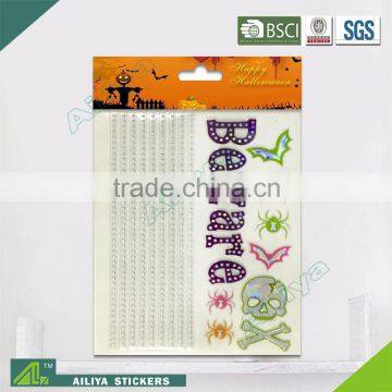 BSCI factory audit Halloween 3D non toxic decorative removable diamond decal