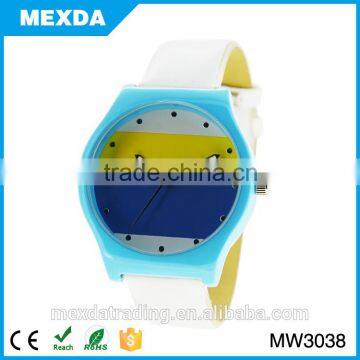 Unisex fashion plastic case leather watch straps wholesale