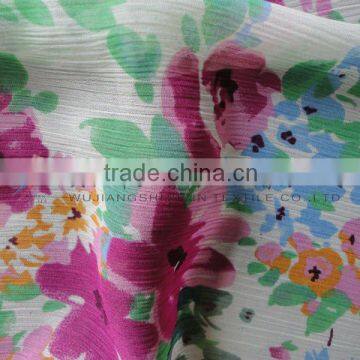 50D silklike crepe chiffon flower design printed fabric for scarf