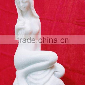 Marble Statue Of Beautiful Girl White Marble Stone Hand Sculpture Carving