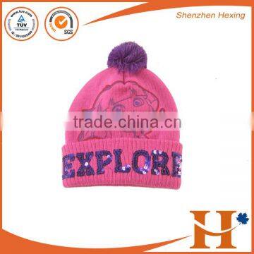 Factory price! fashion custom knitted pom beanie with company logo