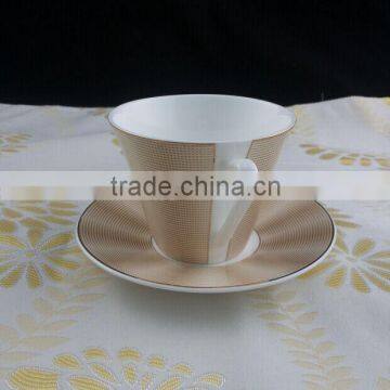 230ml Coffee Cup With Gloden Color Decal With Gold Rim Tea Cup With Saucer photo-2