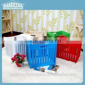Red Wooden Storage Basket Solid Pine Wood Storage Basket photo-2