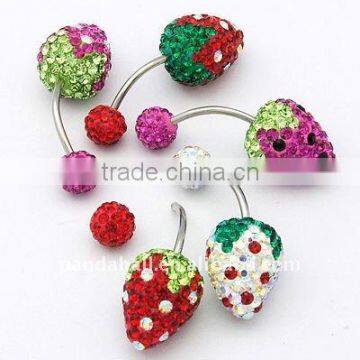 Austrian Crystal Belly Rings with Stainless Steel and Polymer Clay (SWAR-G012)
