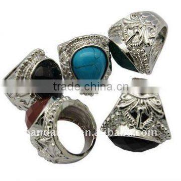 Gemstone Cabochon Rings (RJEW-Q016-M)