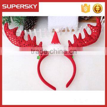 V-384 luxury christmas long deer horn decoration headband gift merry christmas adult headband