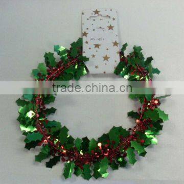 HOT SALE! 9 Feet Red/Green Metallic PVC X'mas Wired Tinsel Garland