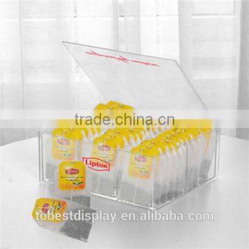 multi function clear acrylic box with dividers,plexiglass acrylic rectangle box,acrylic tea bag box